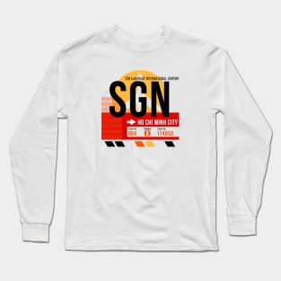 Ho Chi Minh City (SGN) Airport // Sunset Baggage Tag Long Sleeve T-Shirt